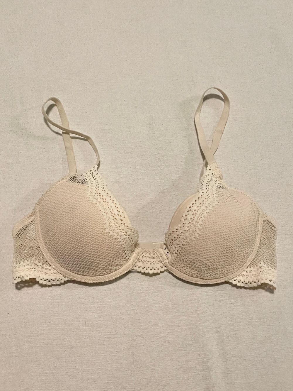 Pepper All Over Lace Lift Up Bra 34B Cream Ivory Mesh Lace Push Up Bralette